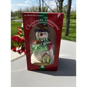 Vintage Christmas Ornament Glass Hand Crafted Classic‎ Snowman Feeding The Birds